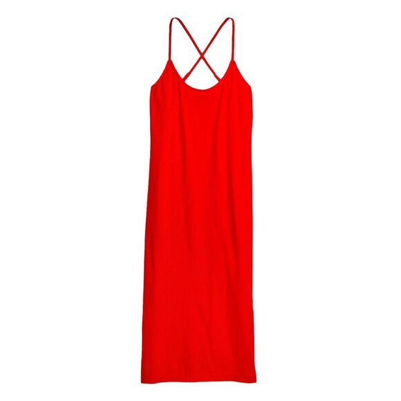 J Crew Medium Dress Strappy Knit Midi Vibrant Orange Spaghetti Strap Sun 107‎ - Picture 16 of 16